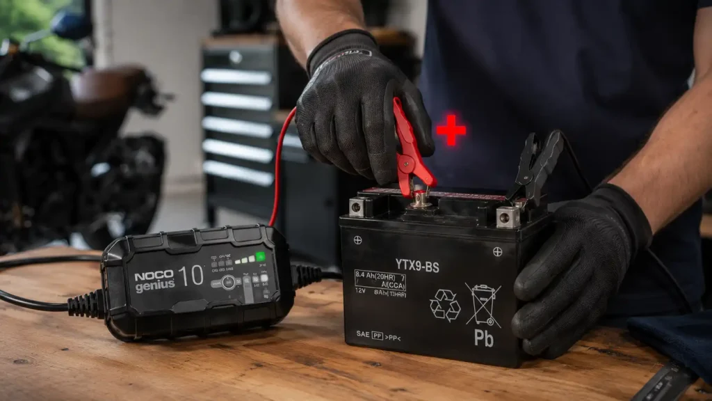 Como carregar bateria de moto em casa
